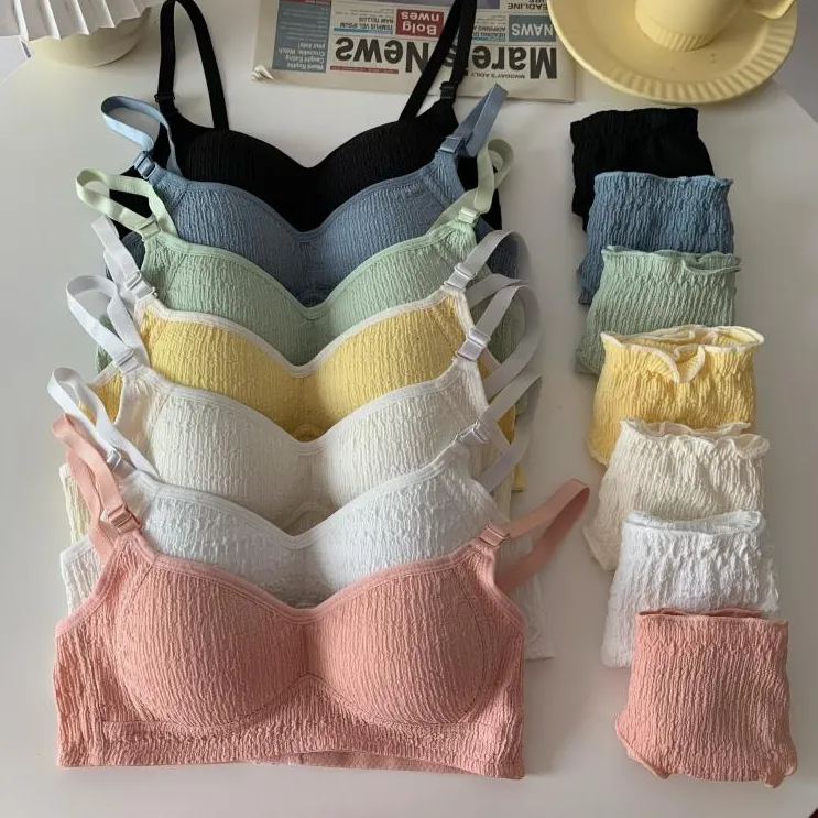 【貧乳専用】好感度UP 薄手 ノンワイヤー A-Bカップ 7色展開 つけ心地 ブラ・ショーツセット